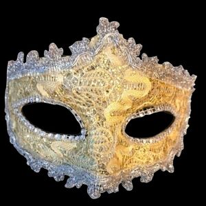 Ornate silver & Gold Masquerade Mask Ball Party Bidgerton Victorian